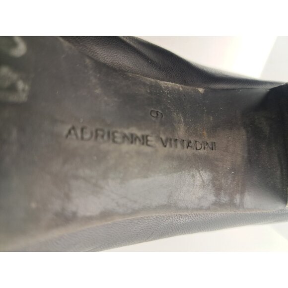 Adrienne Vittadini Black Leather Solid Ankle Booties Back Zip Womens Size 9 M - Picture 8 of 10